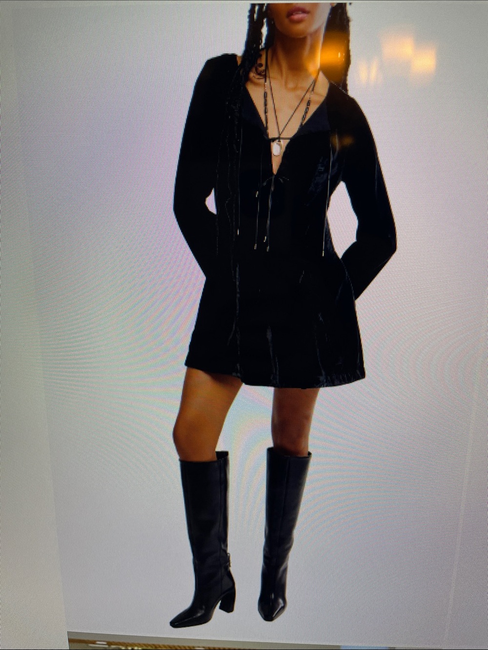 NWT Free People Black Velvet Lace-Up Minidress